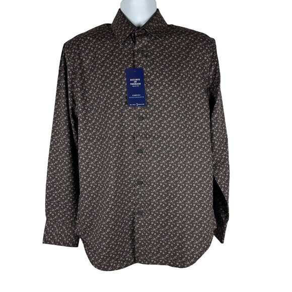 Society Of Threads Mens Slim Fit Floral Shirt No Iron Wrinkle-Free Size M - Picture 1 of 8